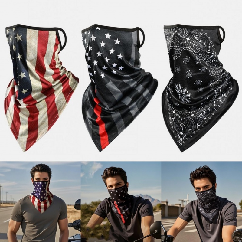 Fishing Mask Sun Protection - หน้ากากปิดหน้าสำหรับปั่นจักรยาน เดินป่า ตกปลาในฤดูร้อน ผ้าพันคอแบบพิมพ์ลาย ระบายอากาศได้ดี แห้งเร็ว